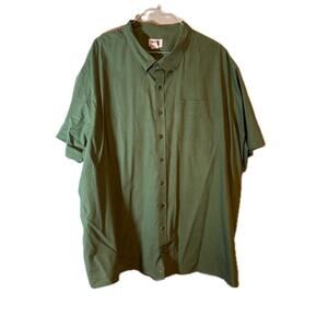 5XL Harbor Bay Light Green Button Up Shirt Short Sleeve Mens Collared